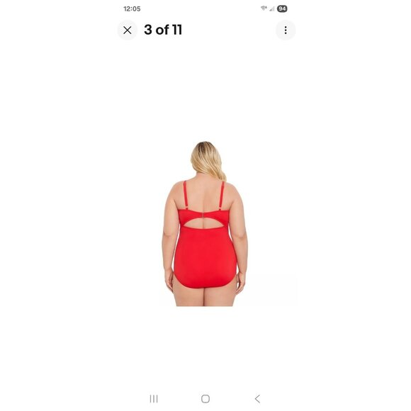 Women's Swimsuit Red 3X One Piece With Cut-out - Picture 2 of 7